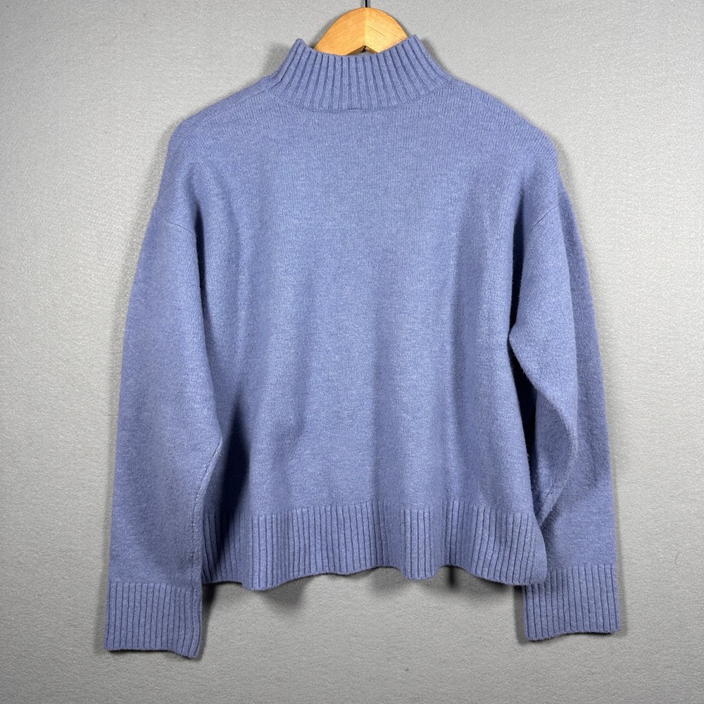 Uniqlo Womens Souffle Yarn Mock Neck Sweater Cozy Size XS Blue Cottagecore